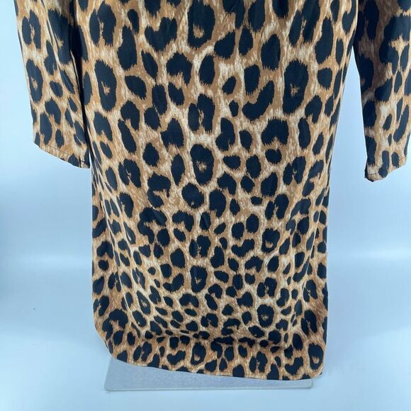 SHEIN Curve Leopard Print Midi Dress 3XL Elastic Waist Long Sleeve ~48” - Picture 8 of 16